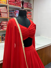 STYLIST FOX GEORGETTE FABRIC RED COLOR  LEHENGHA CHOLI